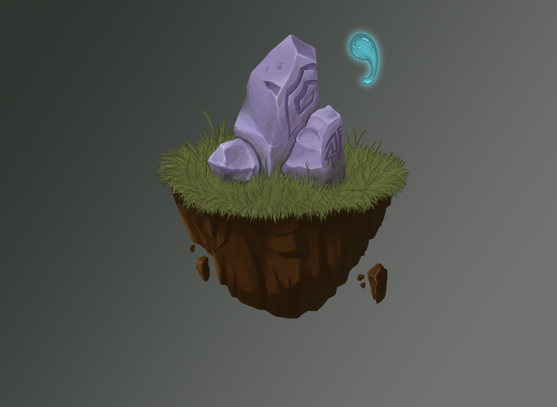 Illustration rocher volant